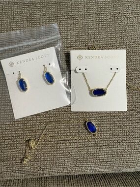 Kendra Scott Blue & Gold Necklace, Bracelet, & Earrings Set